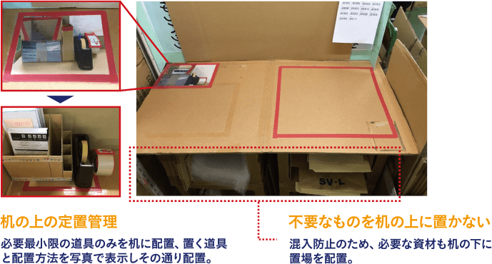 作業テーブルでの異物混入対策